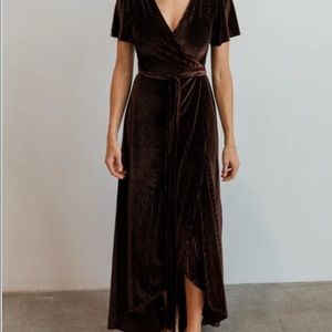 Andi Black Orchid Ribbed Velvet Wrap Dress